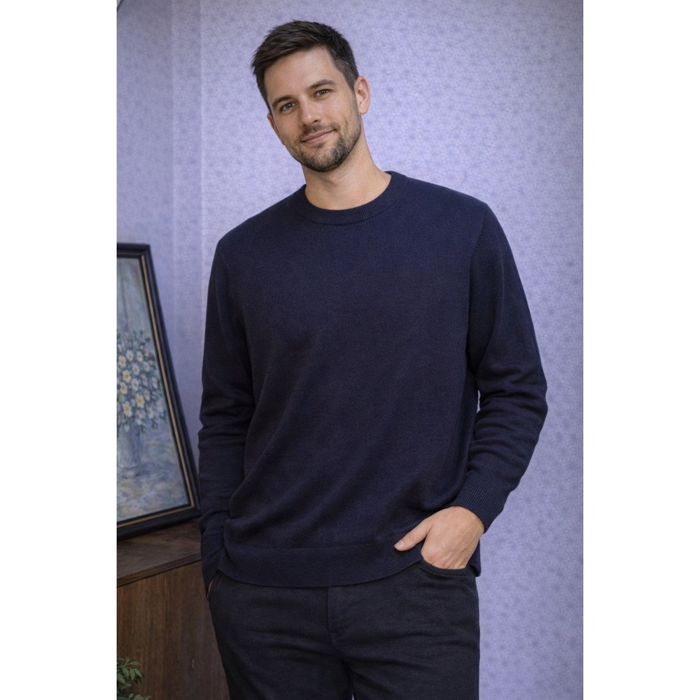 Theory Merino Wool Crewneck Sweater Men's XXL Navy‎ Dermont Soft Luster Knit